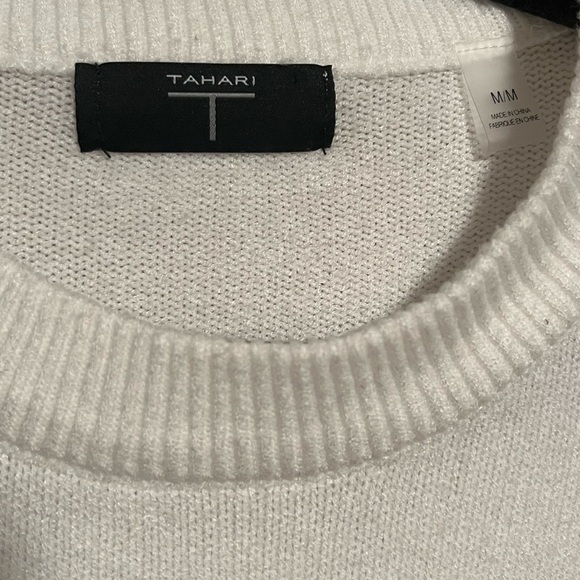 T Tahari White Crew Neck Sweater - Picture 6 of 10